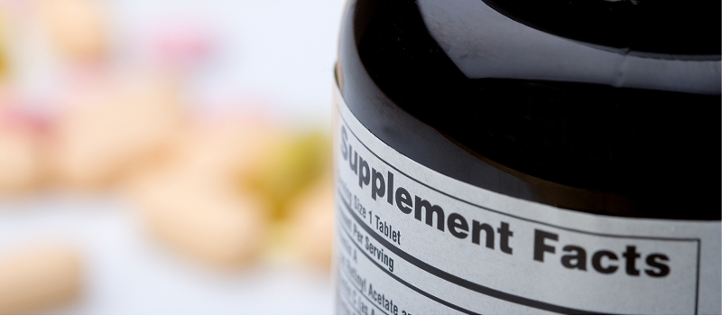 Supplement nutrition label.